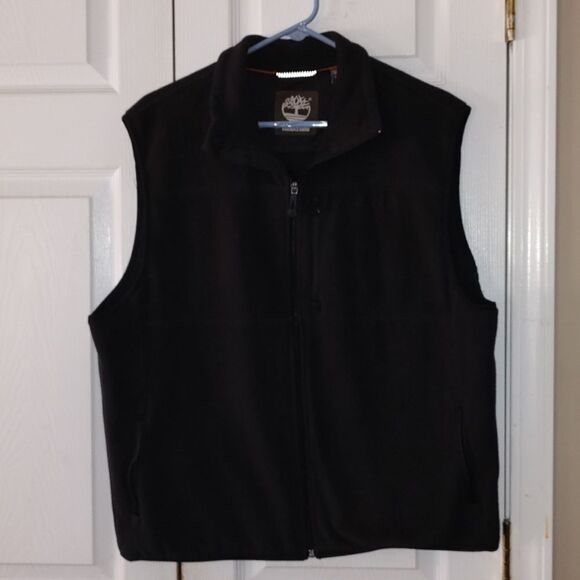 Timberland black fleece zip up vest  Sz L - Picture 1 of 5